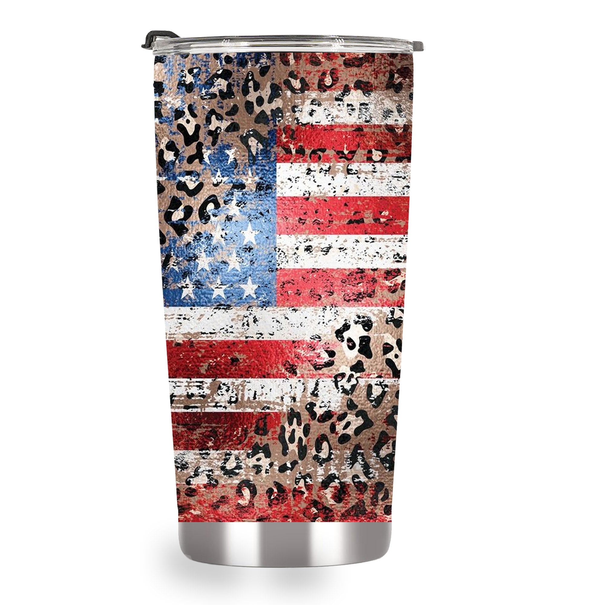 American flag tumbler, cheetah American flag