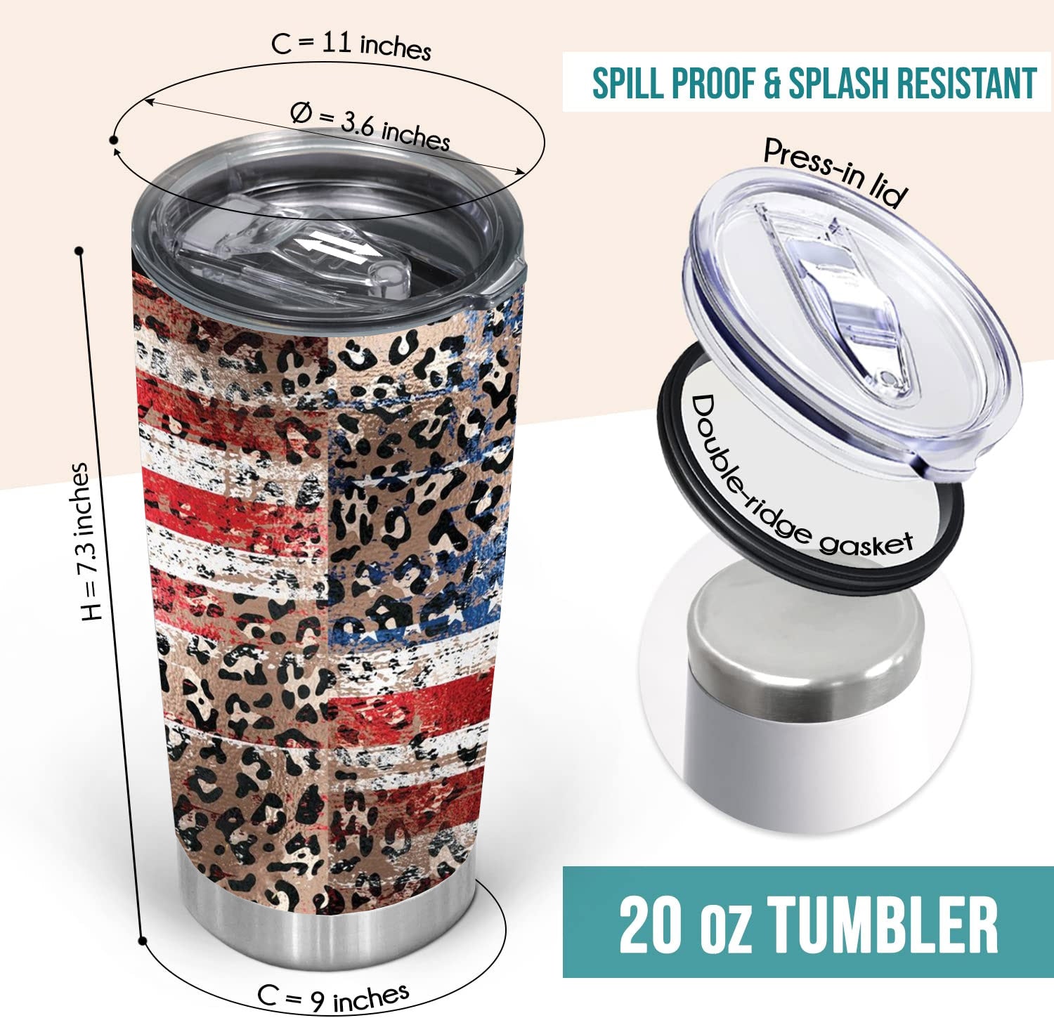 American flag tumbler, cheetah American flag