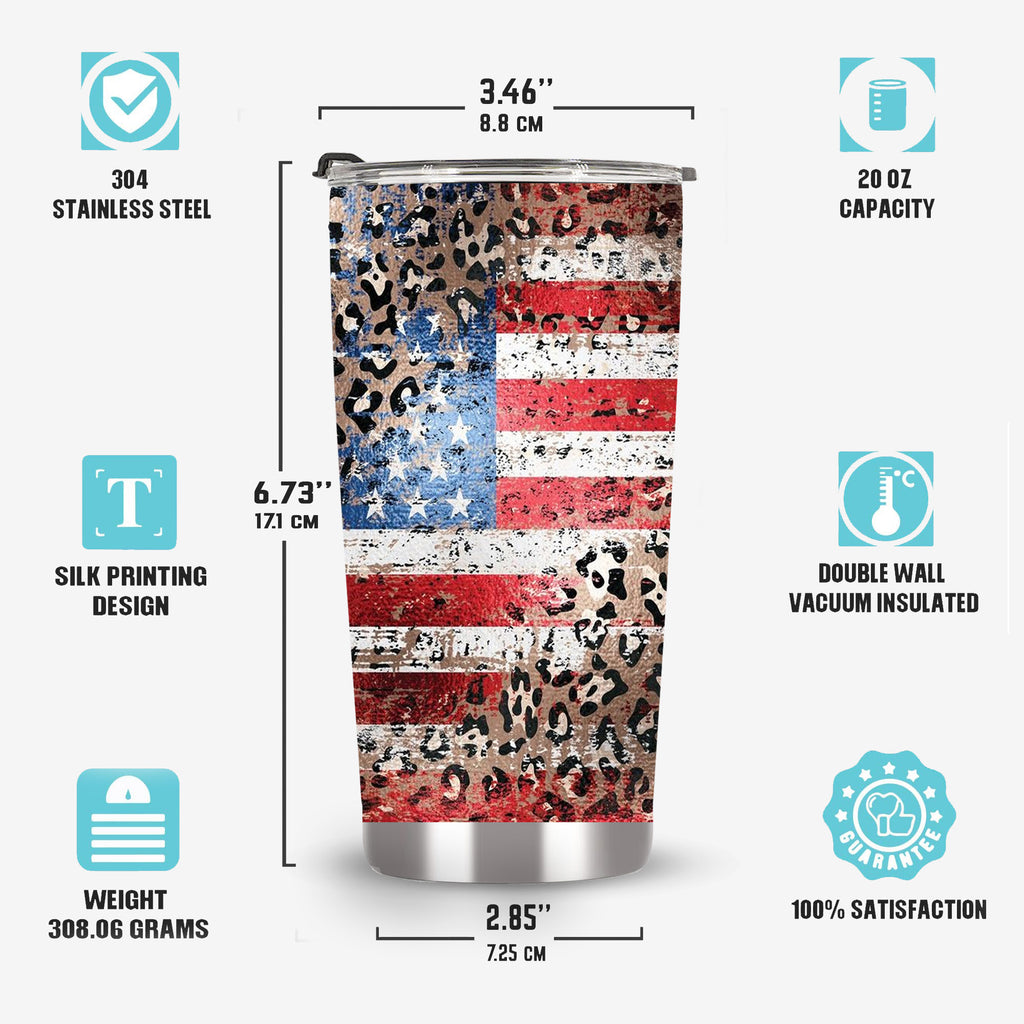 American flag tumbler, cheetah American flag
