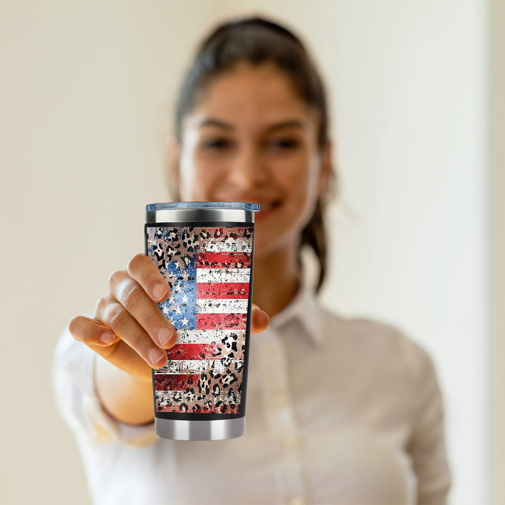 American flag tumbler, cheetah American flag
