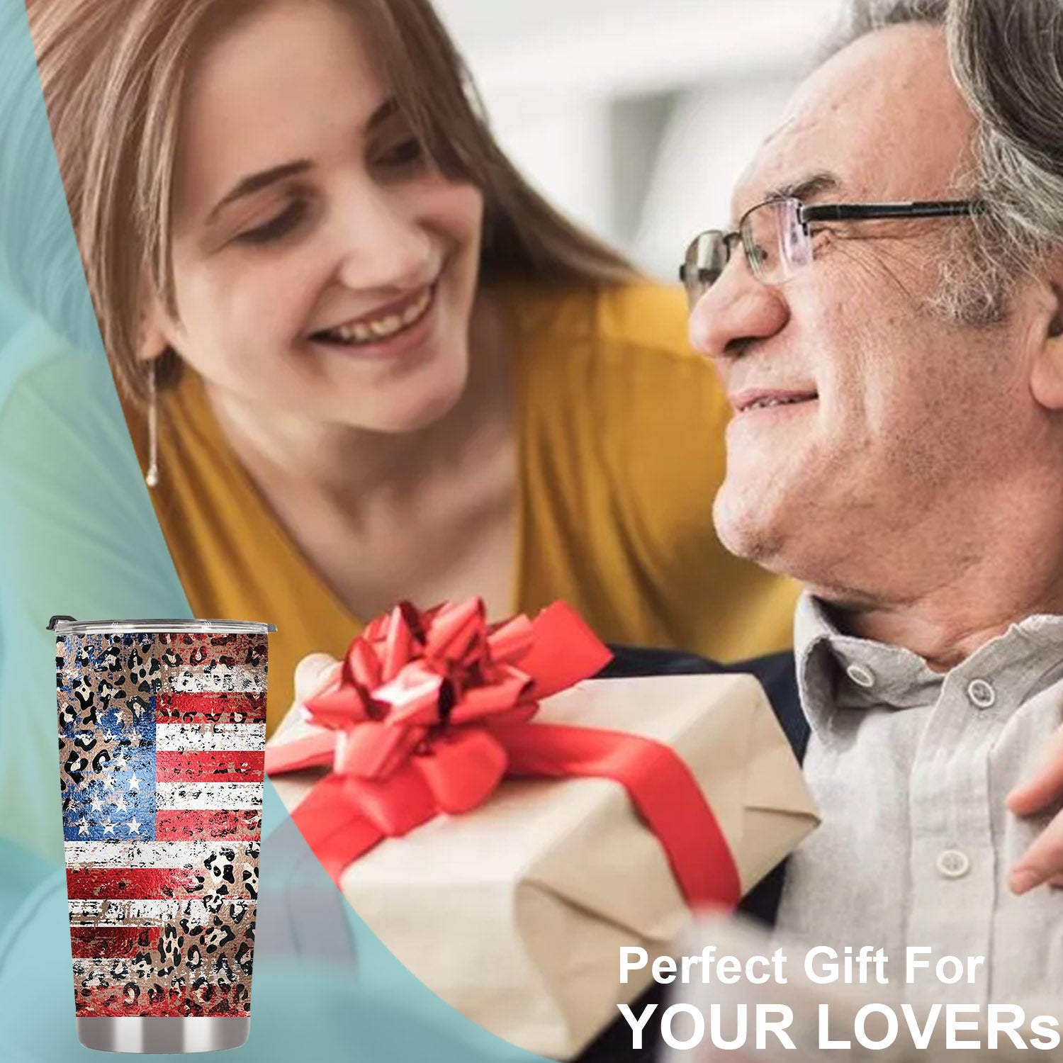 American flag tumbler, cheetah American flag