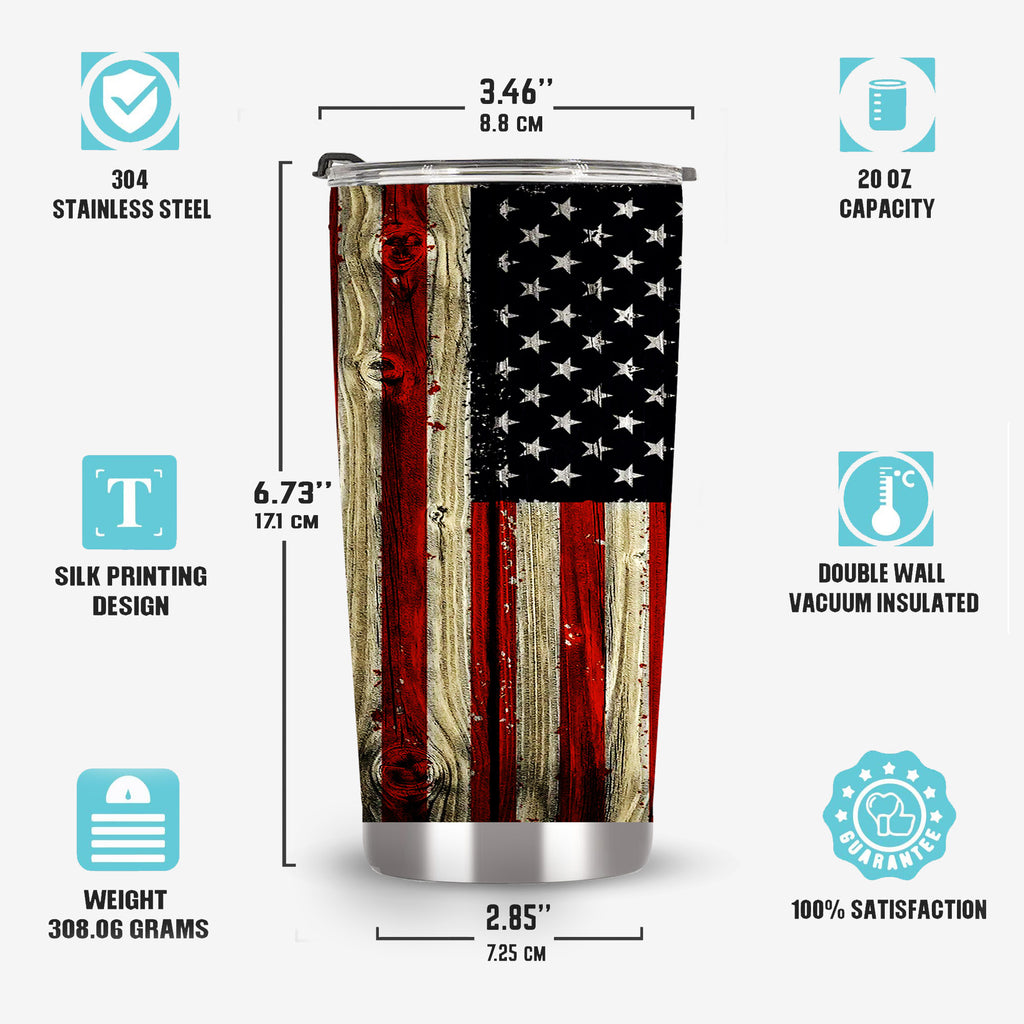 American flag tumbler, grunge flag