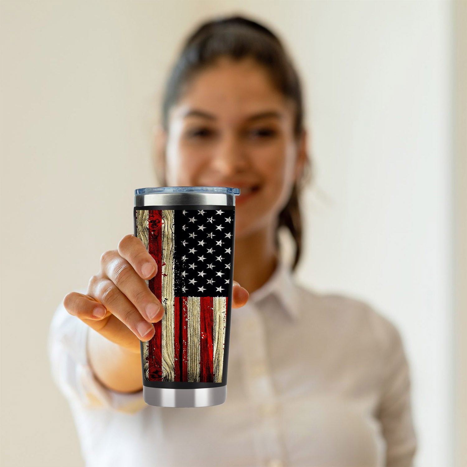 American flag tumbler, grunge flag