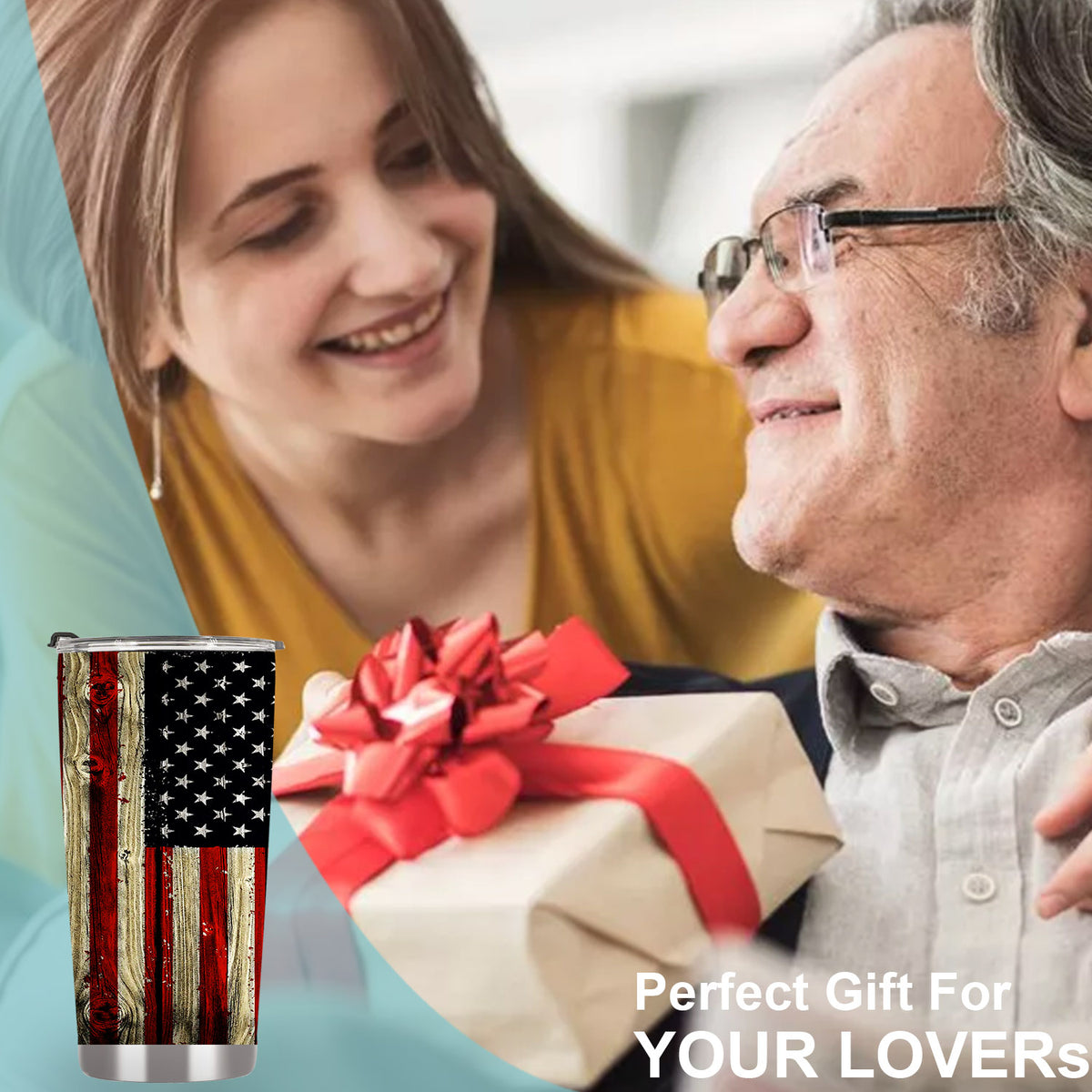 American flag tumbler, grunge flag