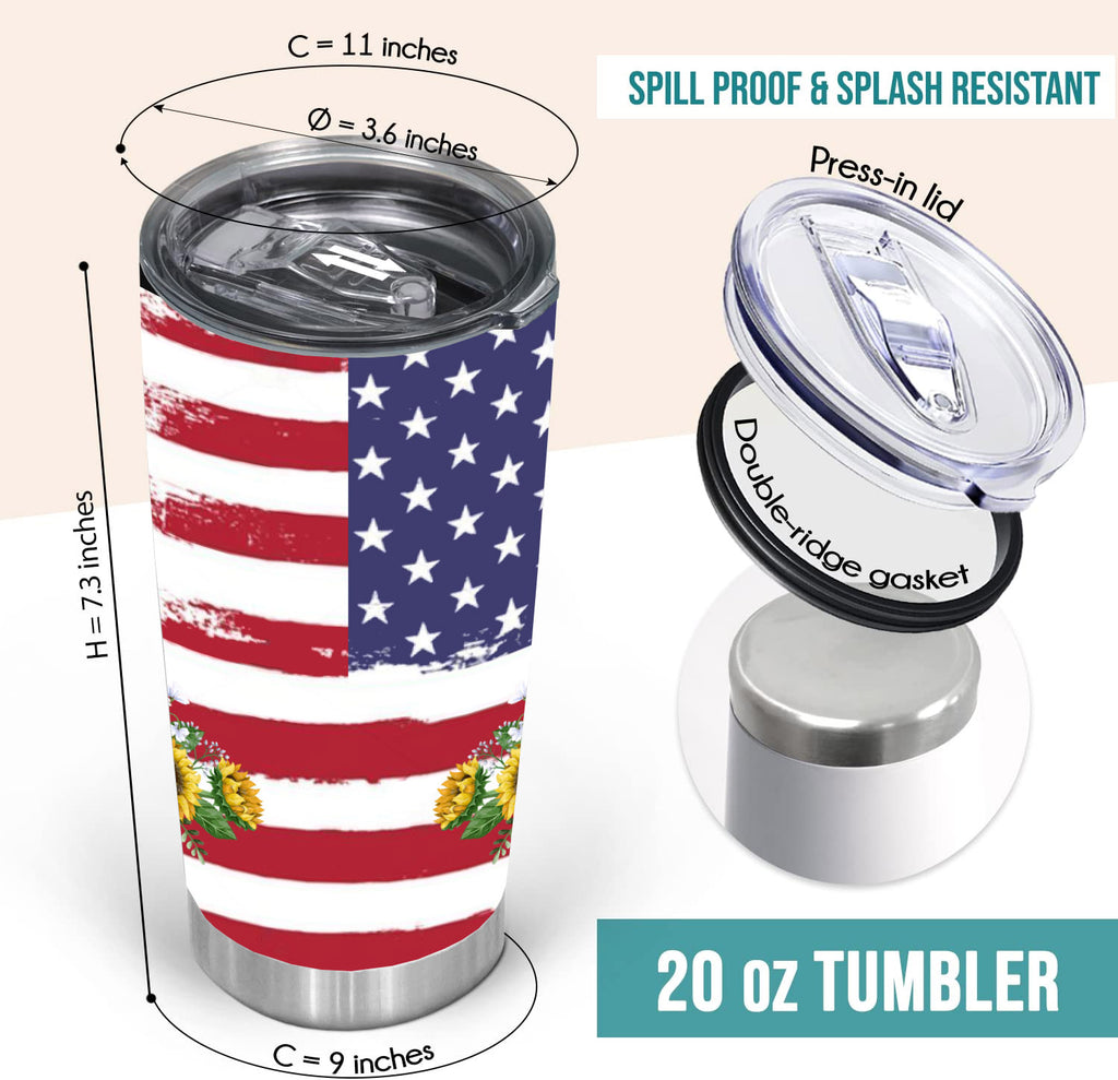 American flag tumbler, sunflower flag