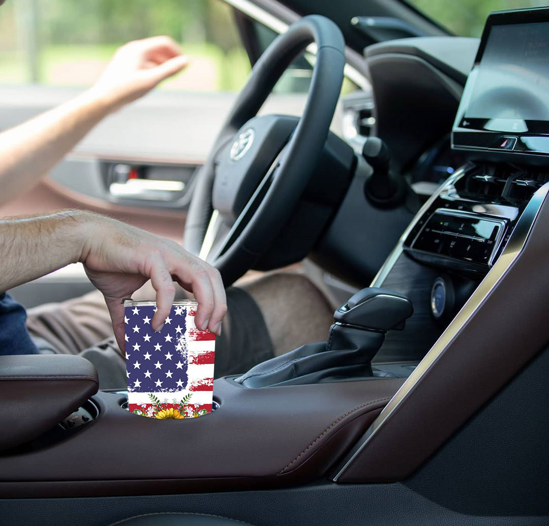American flag tumbler, sunflower flag