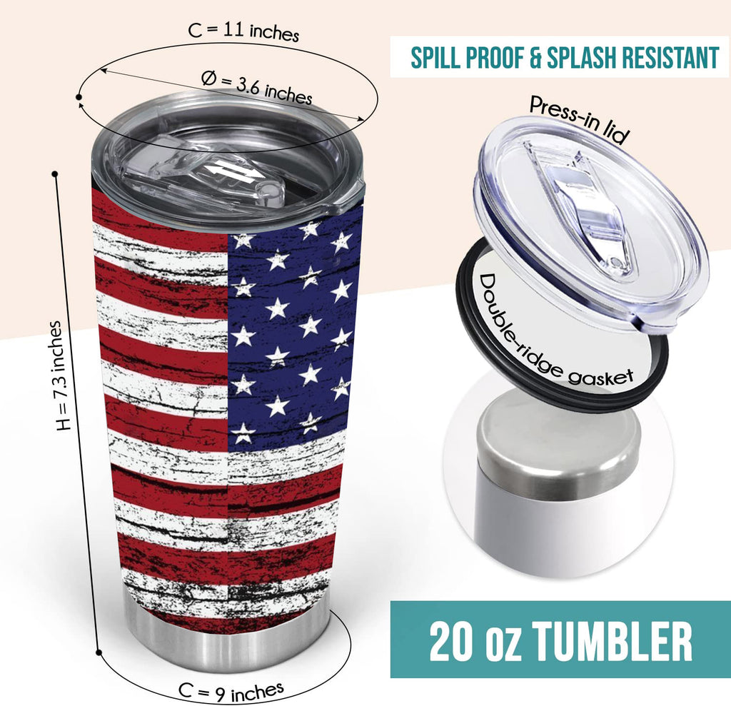 American flag tumbler, wood flag