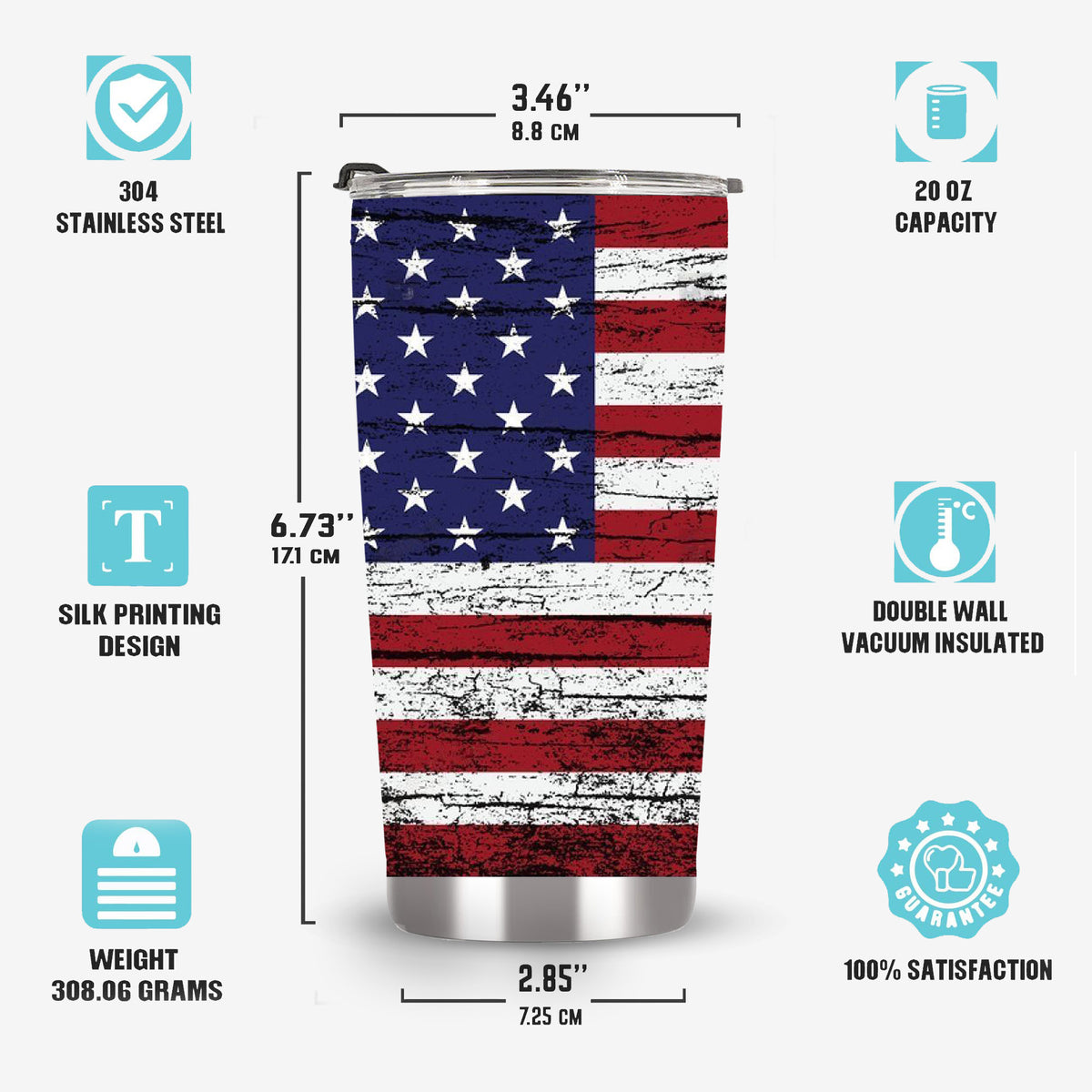 American flag tumbler, wood flag